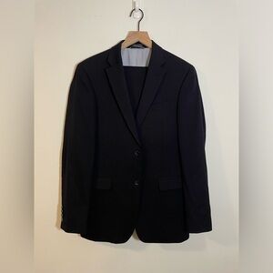 Tommy Hilfiger 100% Wool Suit, Jacket Size 36R Pants Size 30R Black EUC